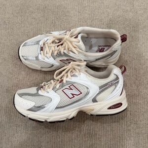 New Balance 530 White, cream & Maroon Sneakers